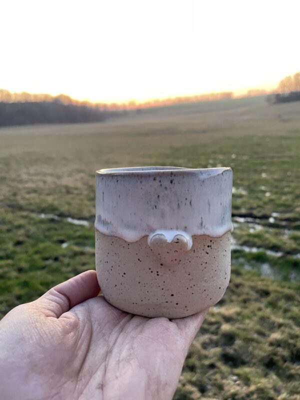 Becher Herz getöpfert handgemacht Keramik weiß landhaus boho Geschenk Frau