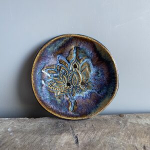 seifenschale mit ablauf keramik handgemacht getöpfert blau Lotus Design boho vintage